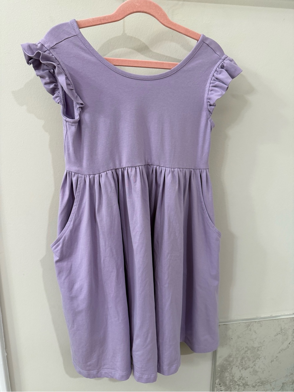 Hanna Andersson Lavender Knit Ruffle Sleeve Dress 8 years